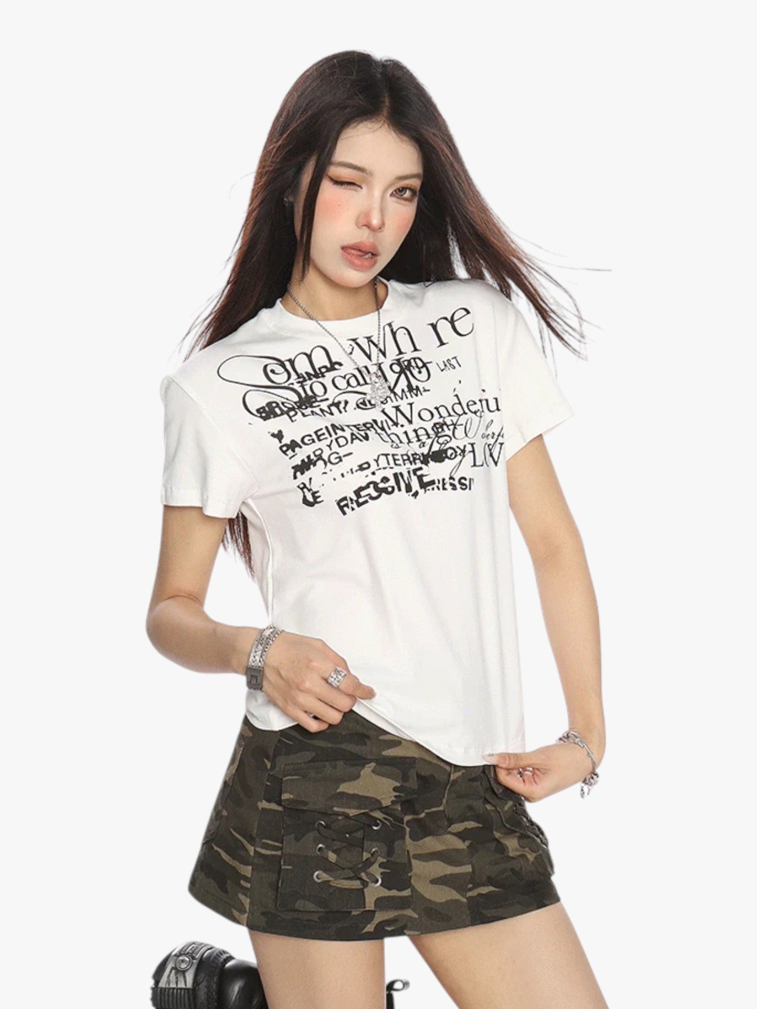 [25SS NEW ARRIVAL]  GKIKZ ABSTRACT TEXT GRAPHIC TEES