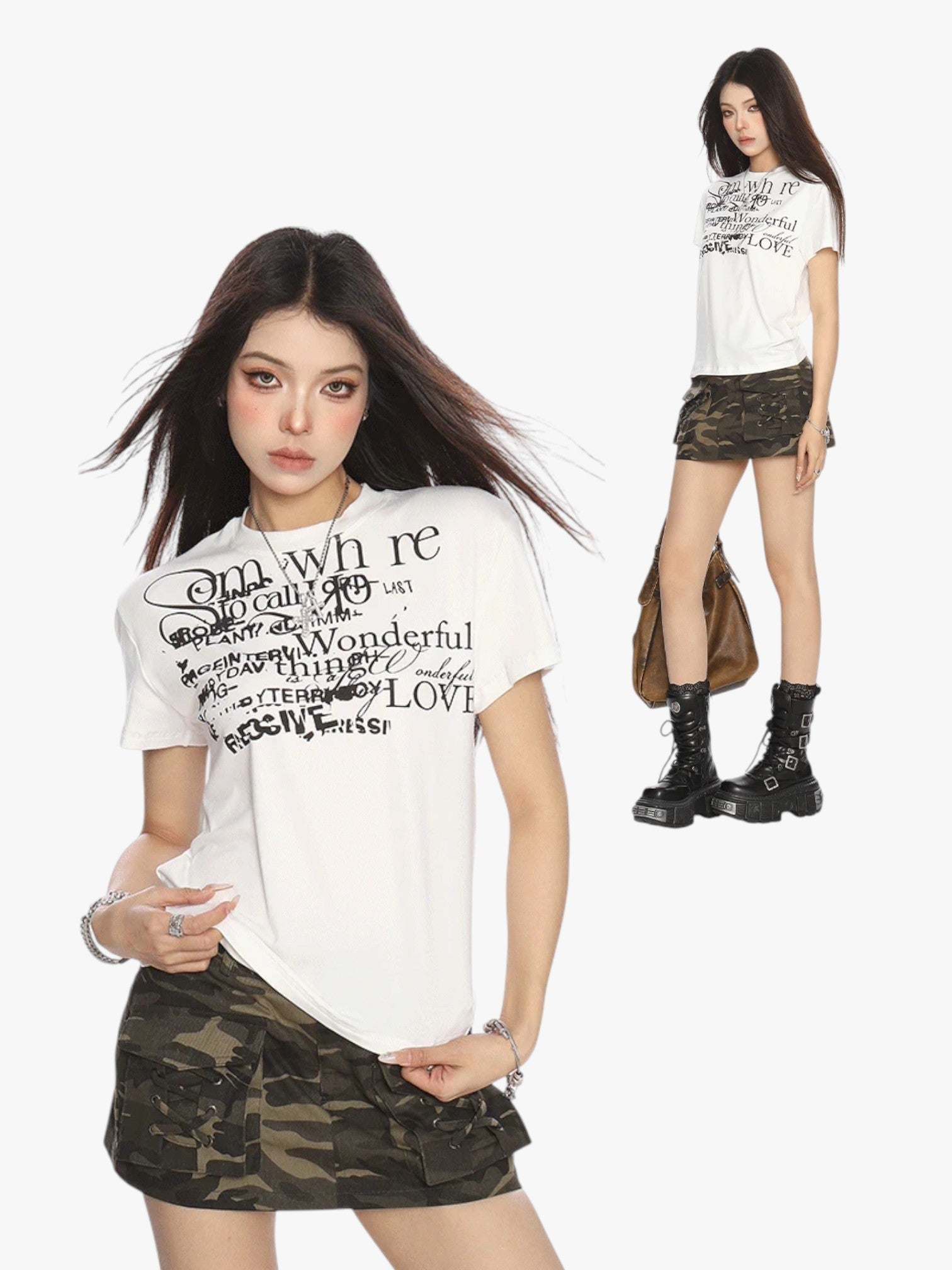 [25SS NEW ARRIVAL]  GKIKZ ABSTRACT TEXT GRAPHIC TEES