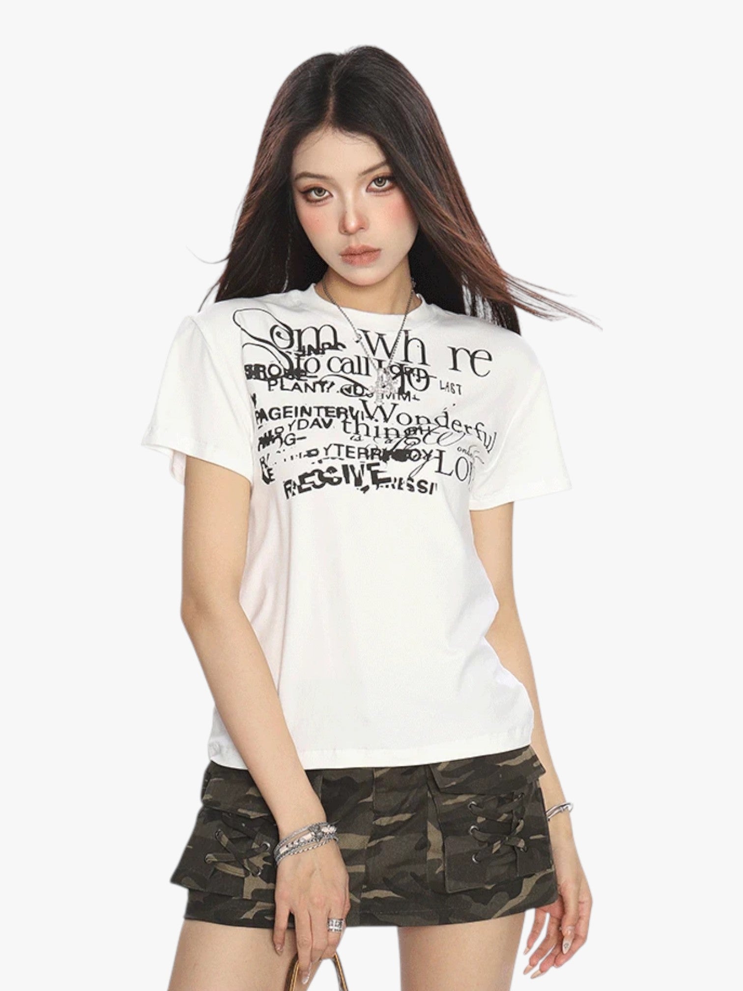 [25SS NEW ARRIVAL]  GKIKZ ABSTRACT TEXT GRAPHIC TEES