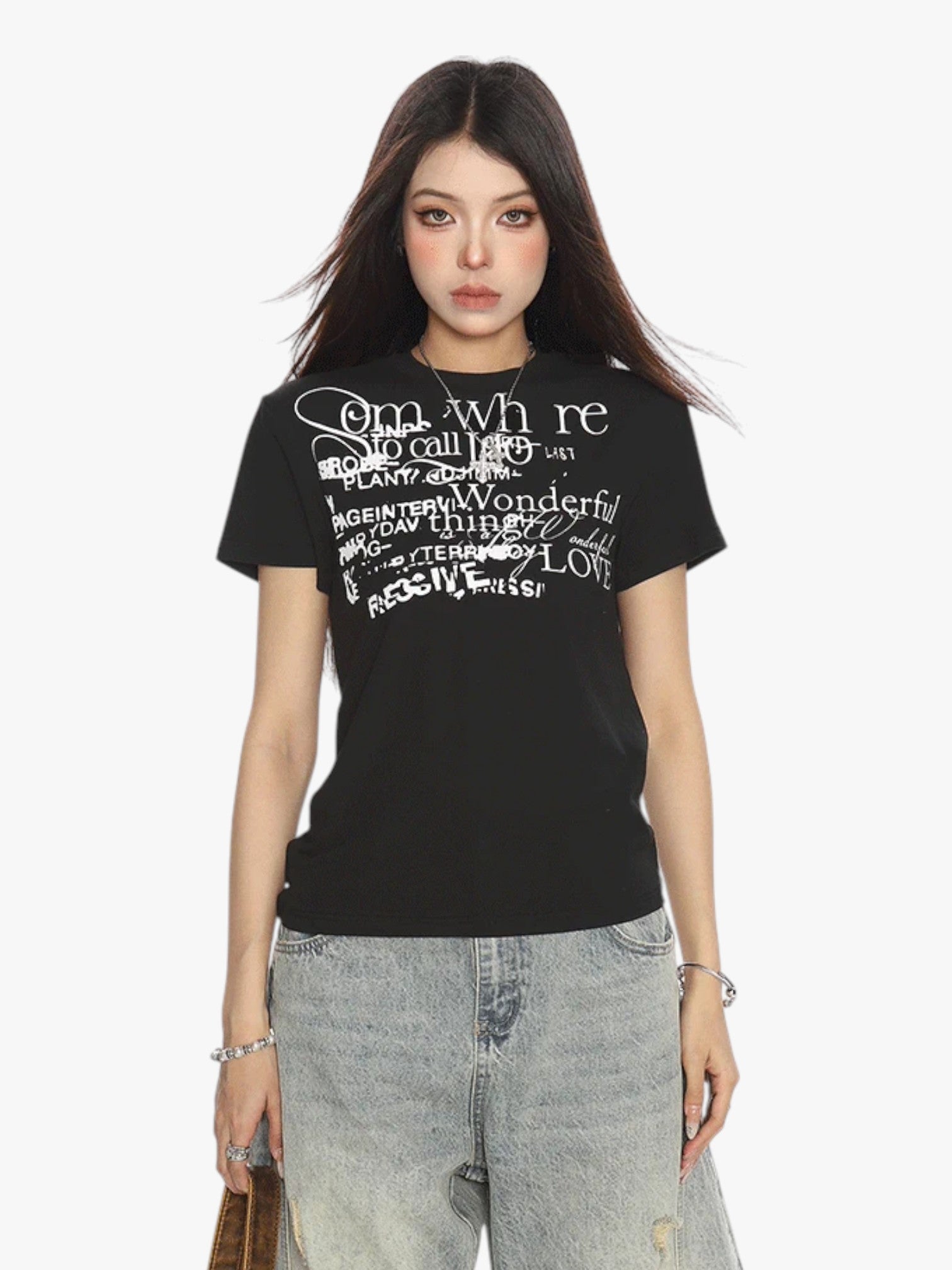 [25SS NEW ARRIVAL]  GKIKZ ABSTRACT TEXT GRAPHIC TEES
