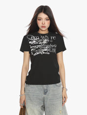 [25SS NEW ARRIVAL]  GKIKZ ABSTRACT TEXT GRAPHIC TEES