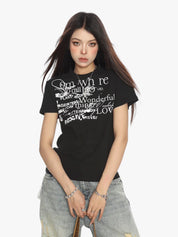 [25SS NEW ARRIVAL]  GKIKZ ABSTRACT TEXT GRAPHIC TEES