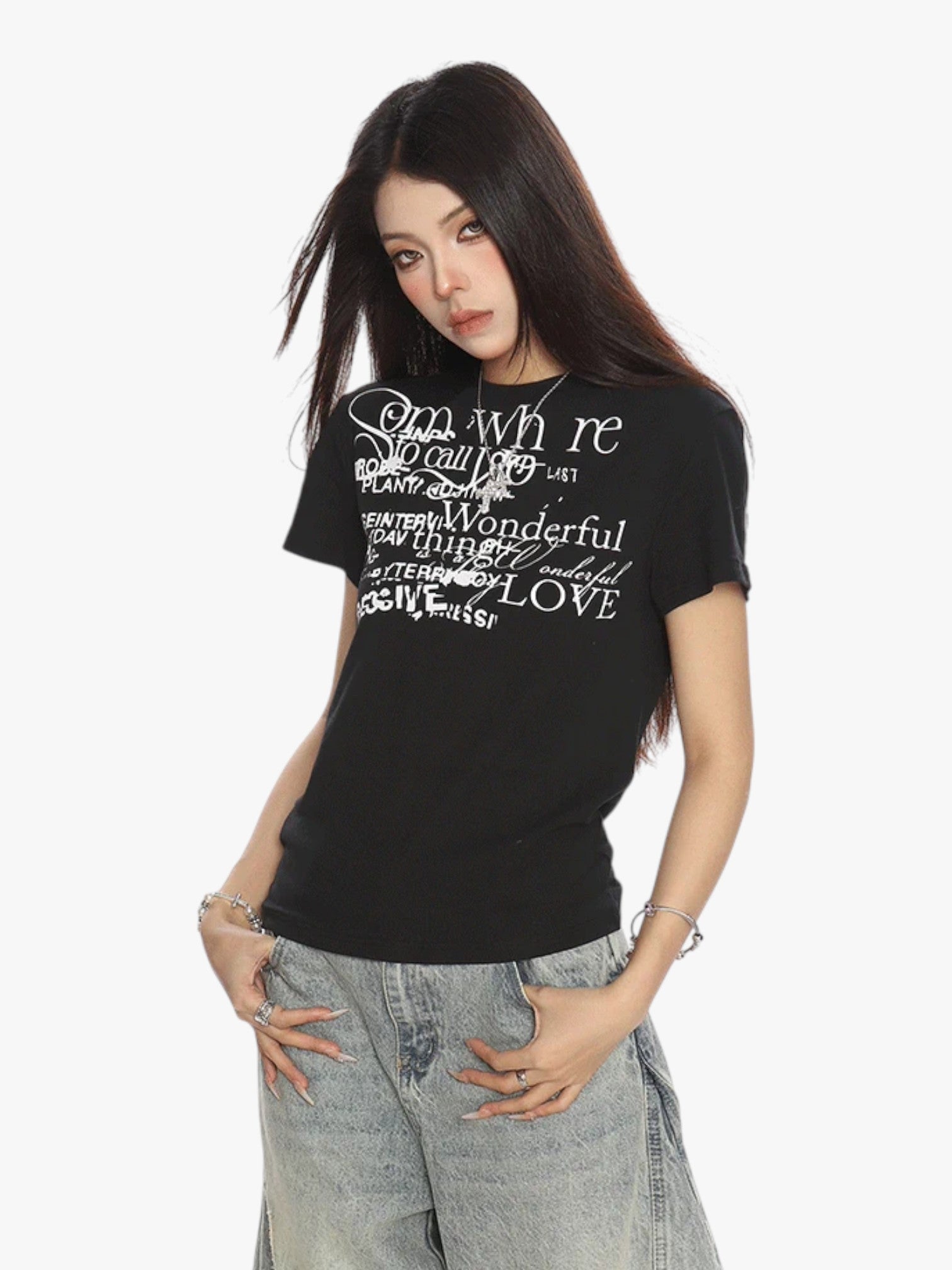 [25SS NEW ARRIVAL]  GKIKZ ABSTRACT TEXT GRAPHIC TEES