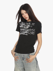 [25SS NEW ARRIVAL]  GKIKZ ABSTRACT TEXT GRAPHIC TEES