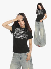 [25SS NEW ARRIVAL]  GKIKZ ABSTRACT TEXT GRAPHIC TEES