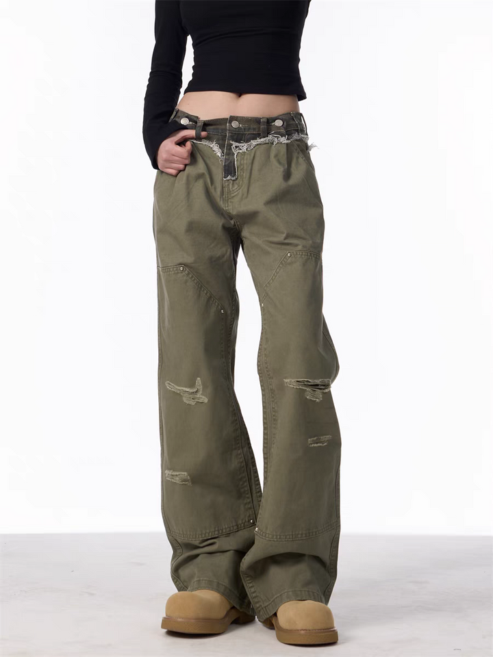 GKIKZ DISTRESSED UTILITY CARGO PANTS