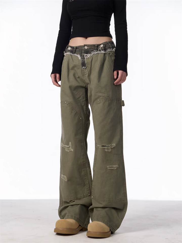 GKIKZ DISTRESSED UTILITY CARGO PANTS