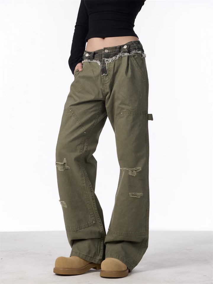 GKIKZ DISTRESSED UTILITY CARGO PANTS