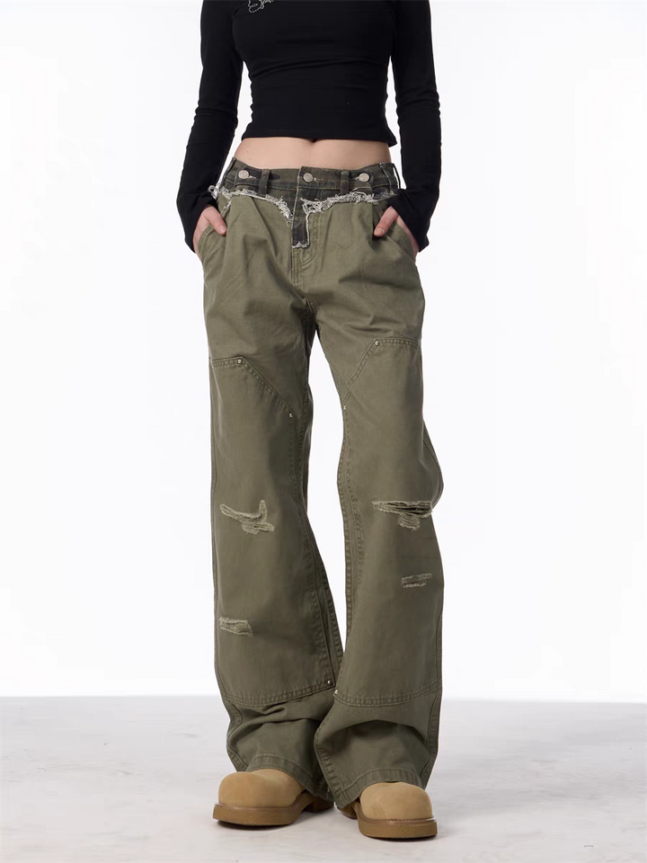 GKIKZ DISTRESSED UTILITY CARGO PANTS