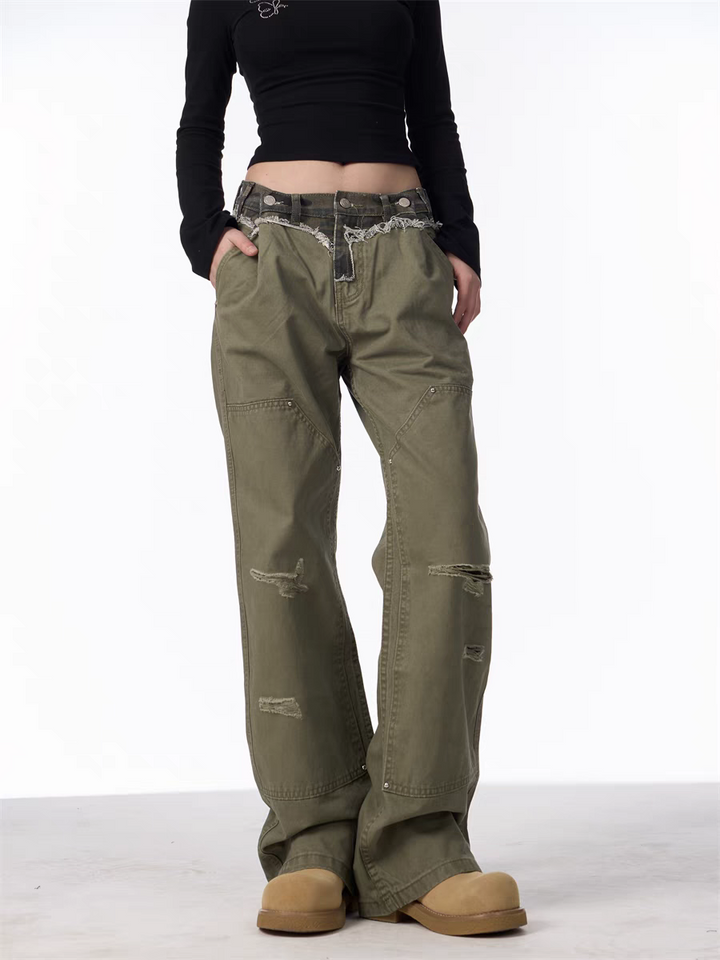 GKIKZ DISTRESSED UTILITY CARGO PANTS