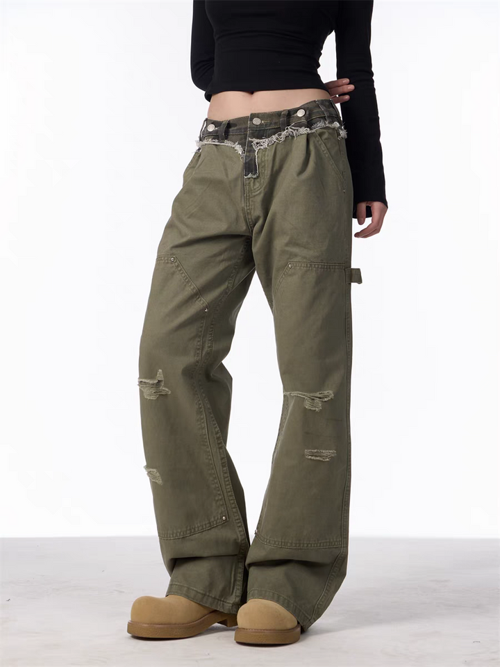 GKIKZ DISTRESSED UTILITY CARGO PANTS