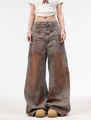 [25SS NEW ARRIVAL] GKIKZ DOUBLE WAISTBAND VINTAGE GRADIENT JEAN PANTS