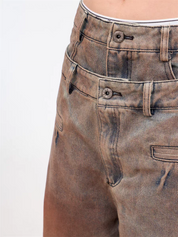 [25SS NEW ARRIVAL] GKIKZ DOUBLE WAISTBAND VINTAGE GRADIENT JEAN PANTS