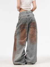 [25SS NEW ARRIVAL] GKIKZ DOUBLE WAISTBAND VINTAGE GRADIENT JEAN PANTS