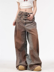 [25SS NEW ARRIVAL] GKIKZ DOUBLE WAISTBAND VINTAGE GRADIENT JEAN PANTS