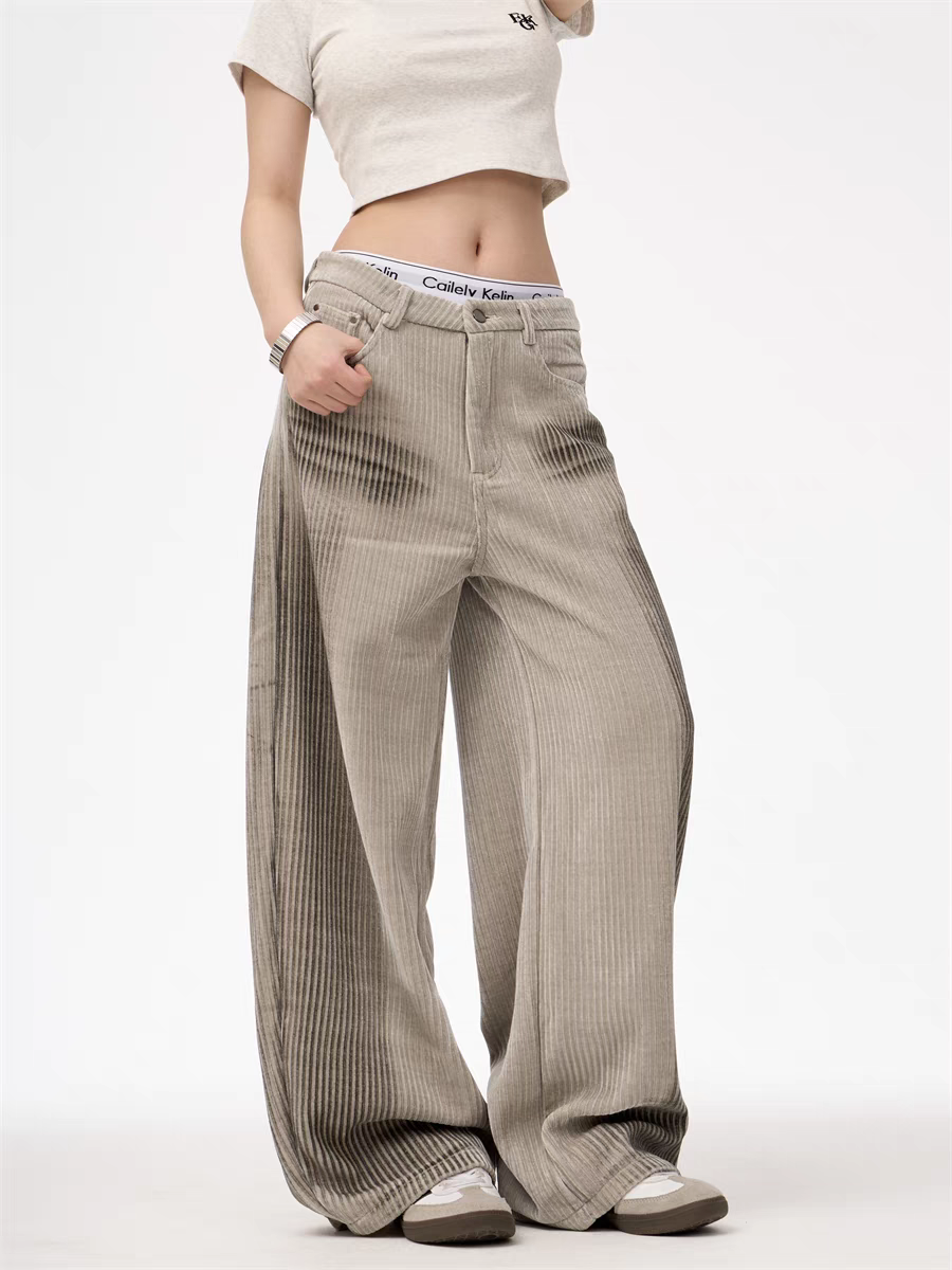 GKIKZ CORDUROY LUXE WIDE-LEG PANTS