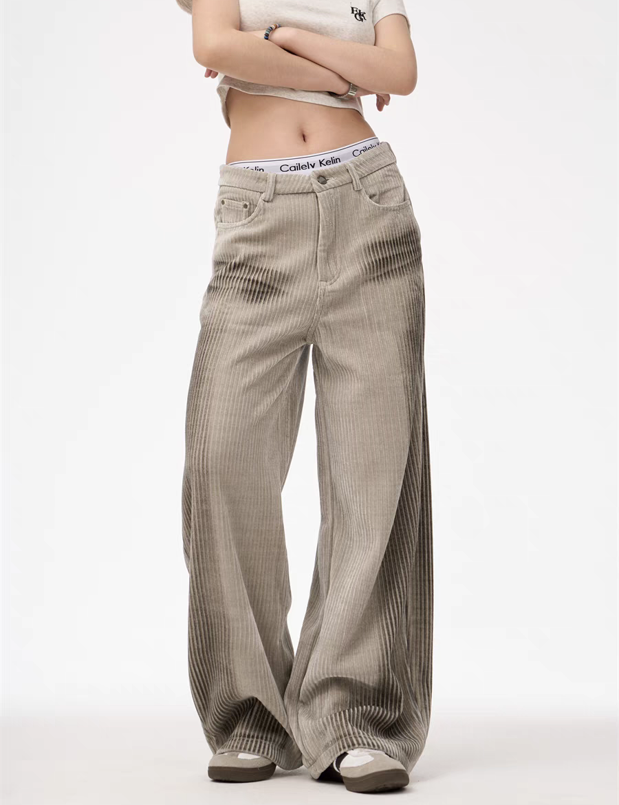 GKIKZ CORDUROY LUXE WIDE-LEG PANTS