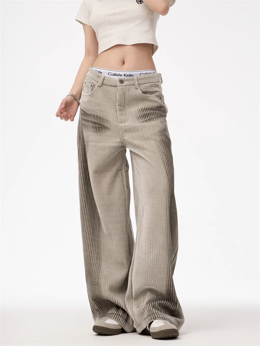 GKIKZ CORDUROY LUXE WIDE-LEG PANTS