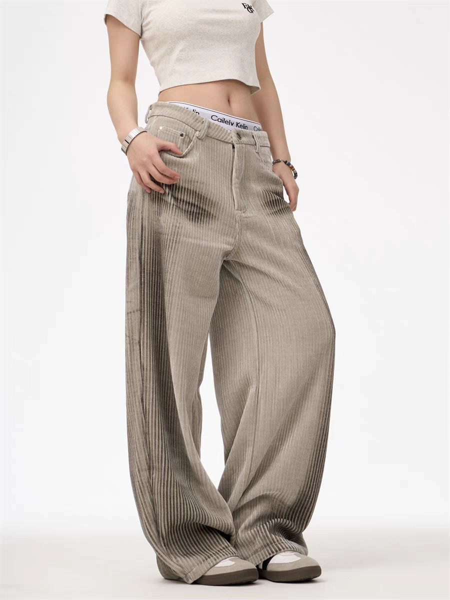 GKIKZ CORDUROY LUXE WIDE-LEG PANTS