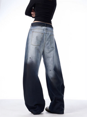 GKIKZ DUAL-TONE WASHED WIDE-LEG PANTS