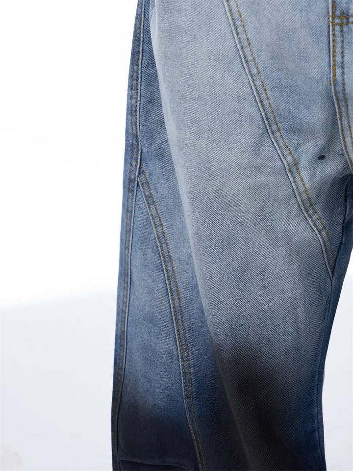 GKIKZ DUAL-TONE WASHED WIDE-LEG PANTS