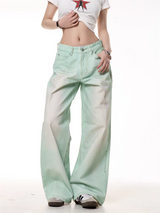 GKIKZ MINT WASHED WIDE-LEG DENIM PANTS