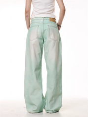 GKIKZ MINT WASHED WIDE-LEG DENIM PANTS
