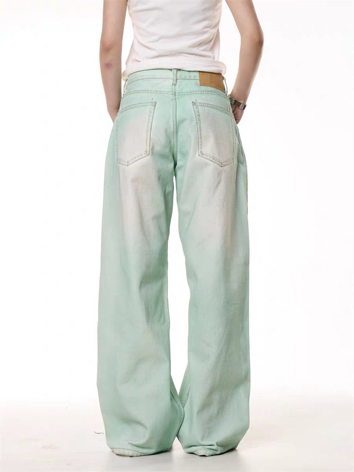 GKIKZ MINT WASHED WIDE-LEG DENIM PANTS