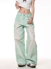 GKIKZ MINT WASHED WIDE-LEG DENIM PANTS