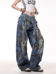 GKIKZ VINTAGE PATCHWORK GRUNGE DENIM PANTS