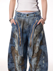 GKIKZ VINTAGE PATCHWORK GRUNGE DENIM PANTS