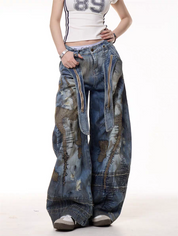 GKIKZ VINTAGE PATCHWORK GRUNGE DENIM PANTS