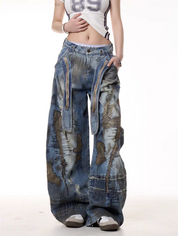 GKIKZ VINTAGE PATCHWORK GRUNGE DENIM PANTS