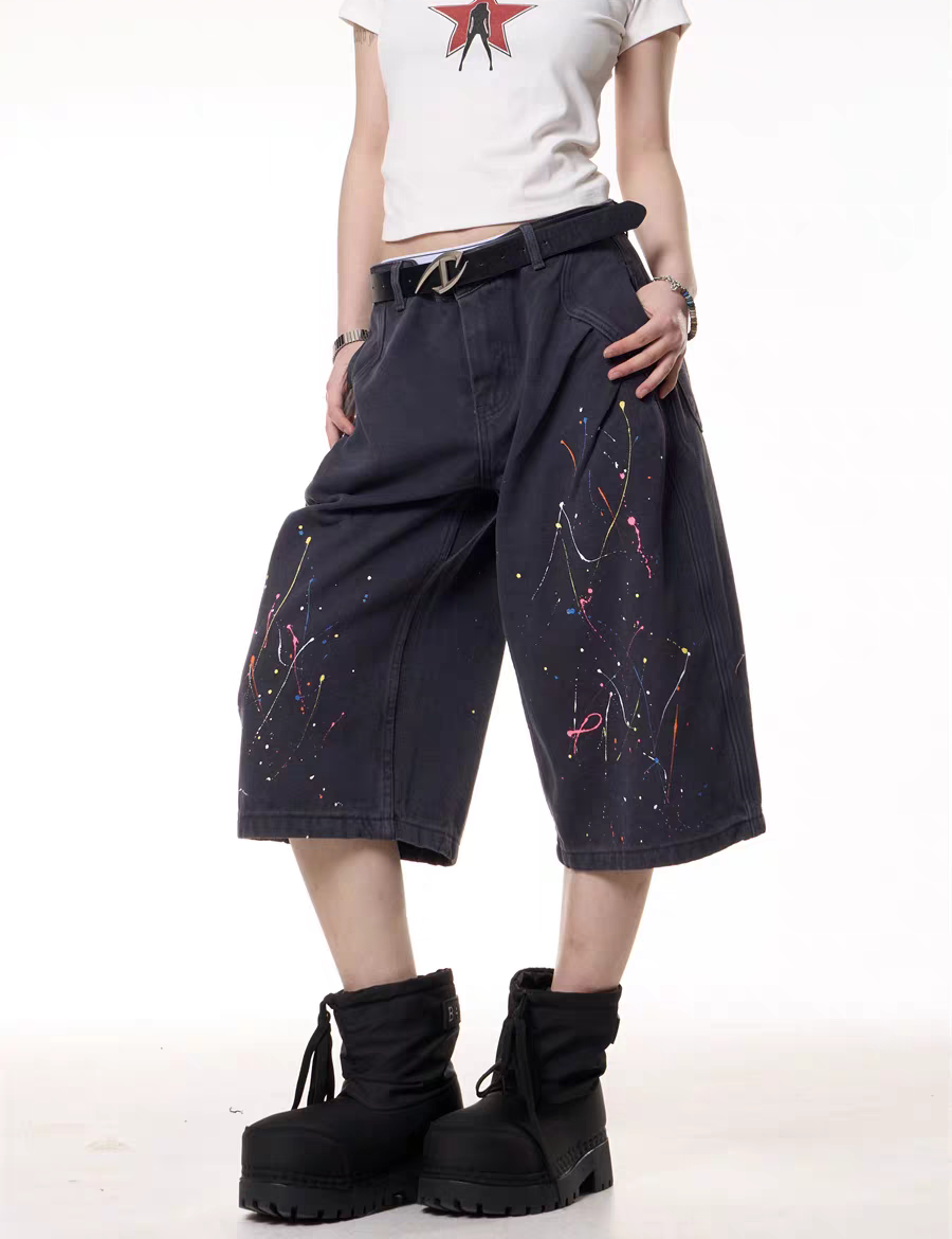 GKIKZ PAINT WARS BAGGY CARGO JORTS