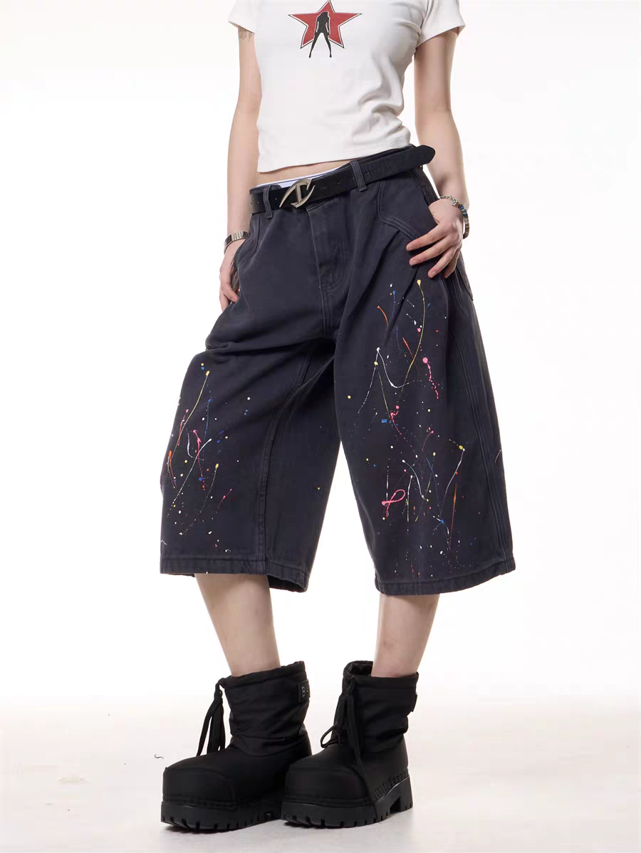 GKIKZ PAINT WARS BAGGY CARGO JORTS