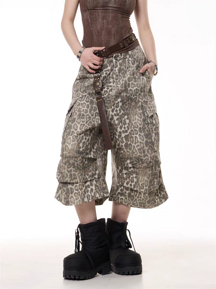 GKIKZ LEOPARD WILDCARD UTILITY JORTS
