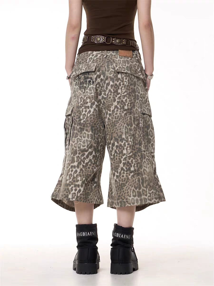 GKIKZ LEOPARD WILDCARD UTILITY JORTS