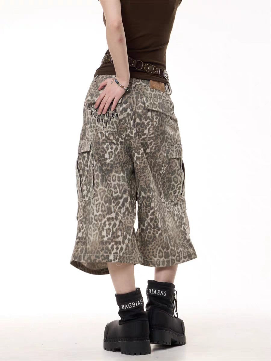 GKIKZ LEOPARD WILDCARD UTILITY JORTS