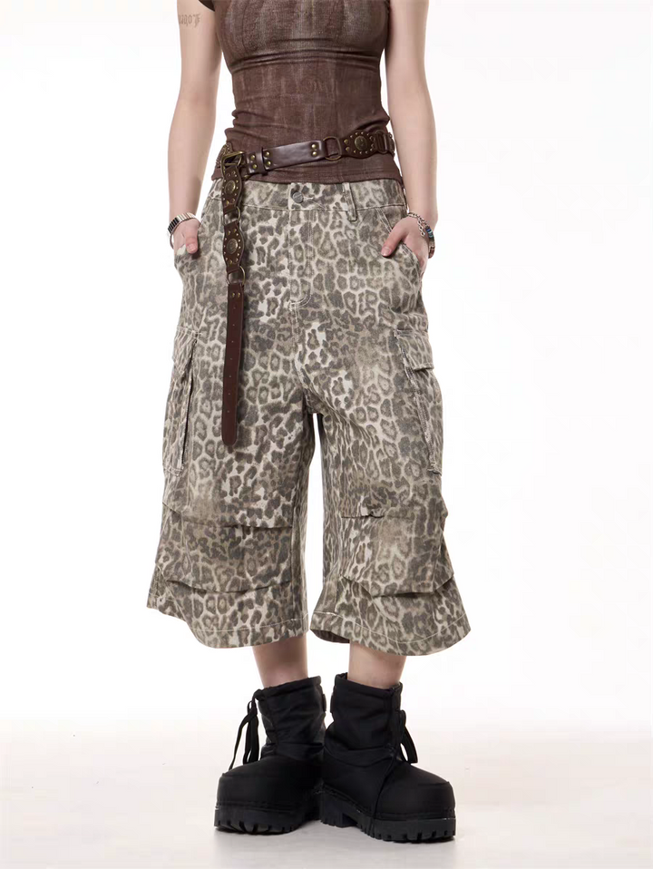 GKIKZ LEOPARD WILDCARD UTILITY JORTS