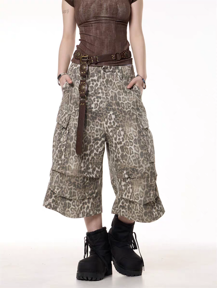 GKIKZ LEOPARD WILDCARD UTILITY JORTS