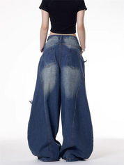 GKIKZ 3D STARS FOLD WIDE-LEG JEAN PANTS