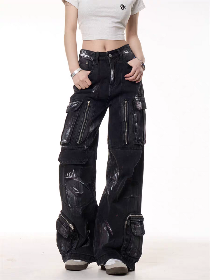 GKIKZ GRUNGE GEAR ZIPPED UTILITY PANTS