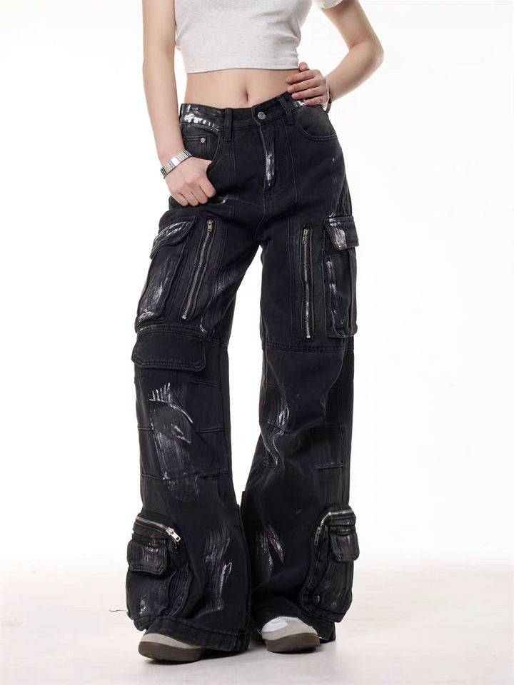 GKIKZ GRUNGE GEAR ZIPPED UTILITY PANTS