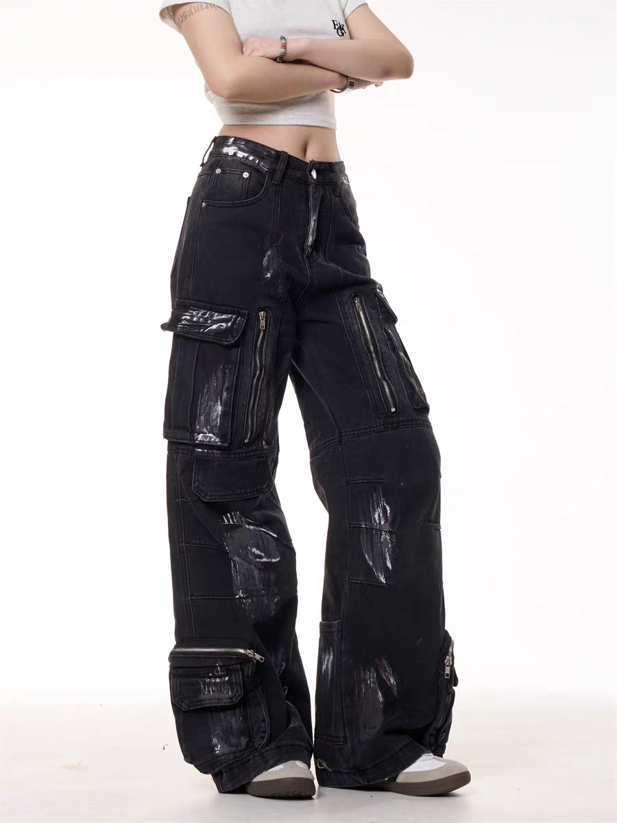 GKIKZ GRUNGE GEAR ZIPPED UTILITY PANTS