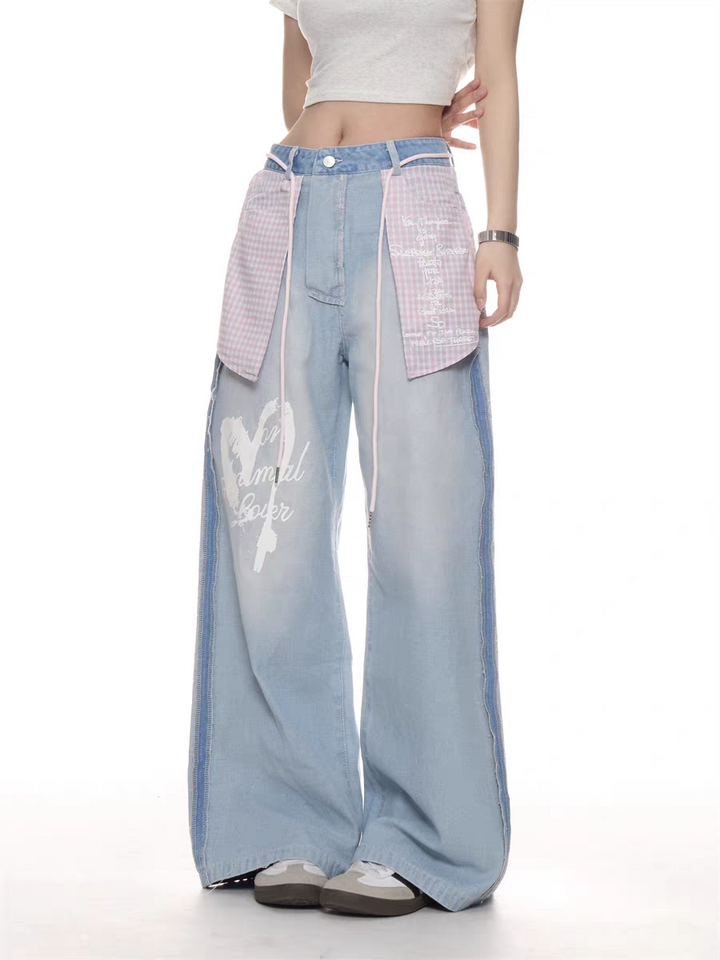 GKIKZ PASTEL REBEL WIDE-LEG JEAN PANTS