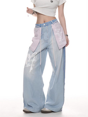 GKIKZ PASTEL REBEL WIDE-LEG JEAN PANTS