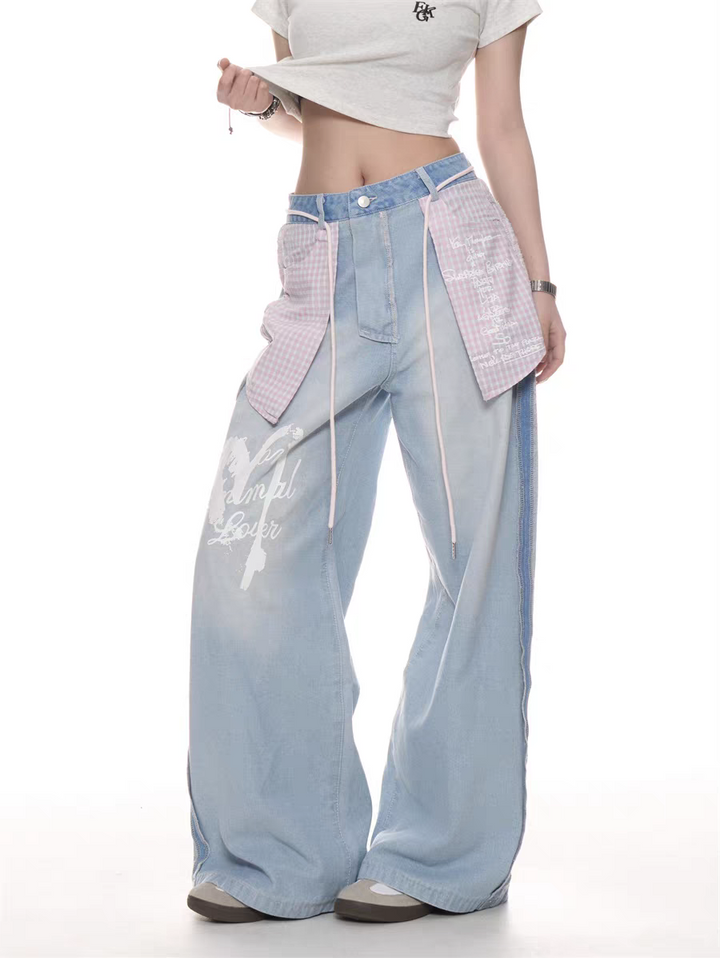 GKIKZ PASTEL REBEL WIDE-LEG JEAN PANTS