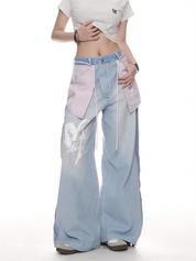 GKIKZ PASTEL REBEL WIDE-LEG JEAN PANTS