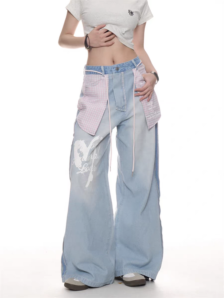 GKIKZ PASTEL REBEL WIDE-LEG JEAN PANTS