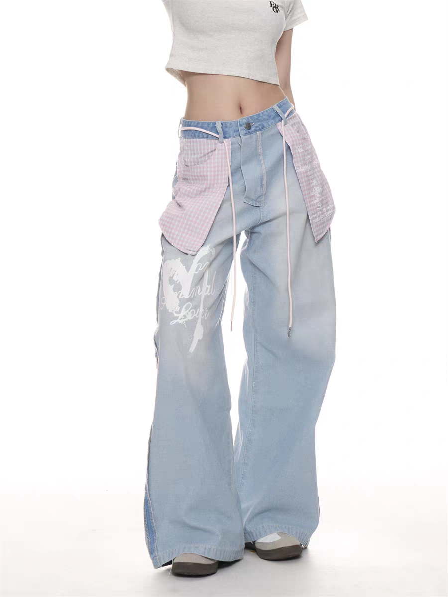GKIKZ PASTEL REBEL WIDE-LEG JEAN PANTS